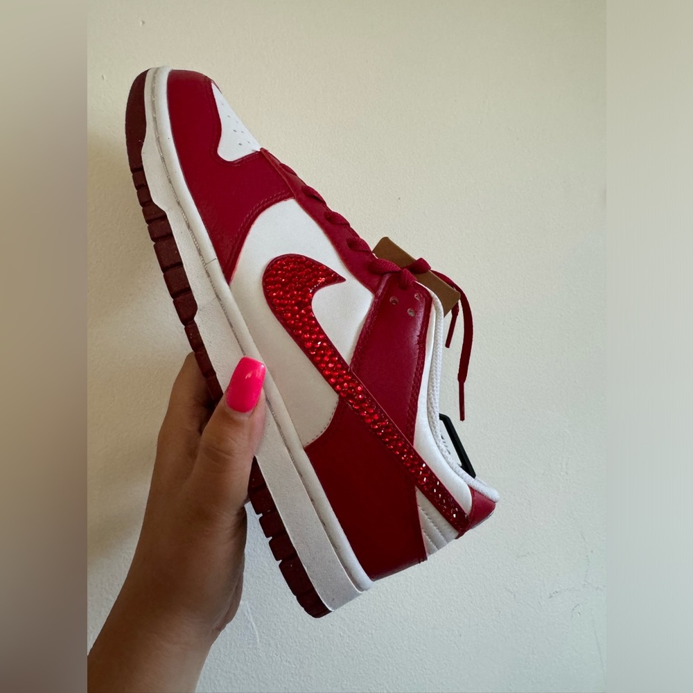 Red Rhinestone Dunks Low